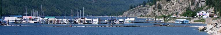 Panorama view of Scotties Marina in Castlegar